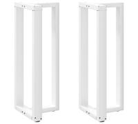vidaXL Pieds de table de bar en T, 2 pièces, blanc, 50 x 35 x (100-101) cm, acier