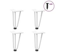 vidaXL Pieds de table en forme d'épingle à cheveux 4 pcs blanc 20 cm