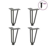 vidaXL Pieds en épingle à cheveux pour table basse 4 pièces Anthracite 20 cm Acier massif 4012434