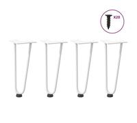 vidaXL Pieds en épingle à cheveux pour table basse 4 pièces Blanc 30 cm Acier massif 4012417