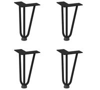 vidaXL Pieds en épingle à cheveux pour table basse 4 pièces Noir 20 cm