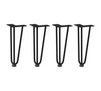 vidaXL Pieds de table en forme d'épingle à cheveux 4 pcs noir 30 cm