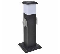 vidaXL Borne de jardin Pilier avec lampe 2 prises LED électrique Noir contemporain