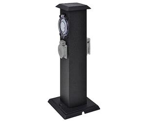 vidaXL Pilier avec Prise de Jardin et minuterie Noir