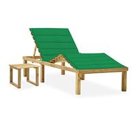 Vidaxl Chaise Longue De Jardin Avec Table Et Coussin Pin Imprégné