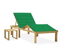 vidaXL Pin Imprégné Chaise Longue de Jardin avec Table et Coussin Chaise Longue de Patio Bain de Soleil d'Extérieur Transat de Terrasse