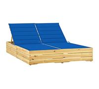 Bois de Pin Imprégné Chaise Longue Double et Coussins Bordeaux Transat vidaXL