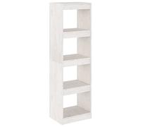 vidaXL Pin Massif Bibliothèque Séparateur de Pièce Cloison de Séparation Armoire à Livres Rangement Diviseur Paravent Blanc 40x30x135,5 cm