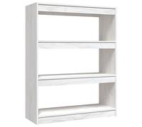 vidaXL Pin Massif Bibliothèque Séparateur de Pièce Cloison de Séparation Armoire à Livres Rangement Diviseur Paravent Blanc 100x30x103 cm