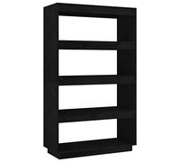 vidaXL Pin Massif Bibliothèque Séparateur de Pièce Cloison de Séparation Armoire à Livres Rangement Diviseur Paravent Noir 80x35x135 cm