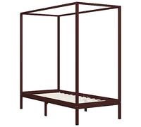 vidaXL Cadre de lit à baldaquin Lit simple en pin massif avec coffre 90x200 cm Marron foncé