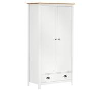 vidaXL Pin Solide Garde-Robe à 2 Portes Armoire à Vêtements Armoire de Rangement Organisateur Chambre à Coucher Intérieur Maison Blanc 89x50x170 cm