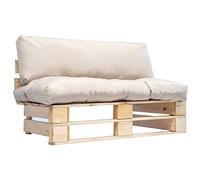 vidaXL Pinède Ensemble de Canapé de Jardin Palette et Coussins Sable Sofa Banc