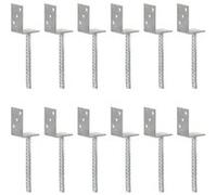 vidaXL Piquets de clôture 12 pcs Argenté 8x6x30 cm Acier galvanisé