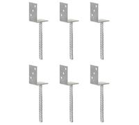 vidaXL Piquets de clôture Support de poteau 6 pcs Argenté 8x6x30 cm Acier galvanisé
