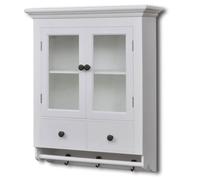 vidaXL Placard mural de cuisine avec porte en verre — Bois blanc, 2 portes et 2 tiroirs