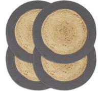 Vidaxl Napperons 4 Pcs Naturel Et Anthracite 38 Cm Jute Et Coton