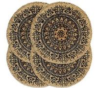 Placemats 4 st rond 38 cm jute donkerblauw133870