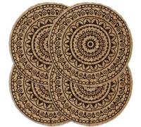 vidaXL Placemats 4 st rond 38 cm jute donkerbruin133872 Brun G