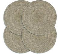 vidaXL Placemats 4 st rond 38 cm jute effen grijs133838 Gris G