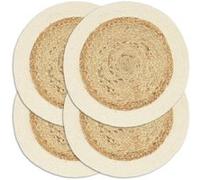 vidaXL Placemats 4 st rond 38 cm jute en katoen natuurlijk 133854 Brun G