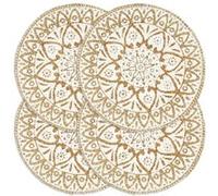 vidaXL Placemats 4 st rond 38 cm jute wit133866 Blanc G