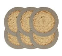 vidaXL 6x Napperons Set de Table Napperons de Restaurant Napperons de Maison Napperons de Table de Salle à Manger Gris et Naturel 38 cm Jute et Coton Gris