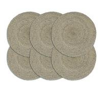 vidaXL Placemats 6 st rond 38 cm jute effen grijs133839 Gris G