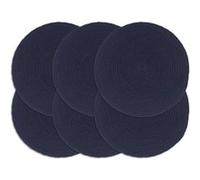 Napperons 6 pcs Bleu marine Plain 38 cm Rond Coton