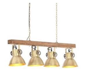 vidaXL Plafondlamp industrieel E27 mangohout messingkleurig320522 Brun G