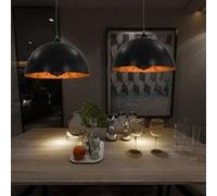 vidaXL 2 pcs Plafonniers Noir et doré Semi-sphérique 40 cm E27