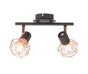 vidaXL Plafonnier avec 2 Projecteurs Lampe de Plafond Eclairage Lustre Luminaire de Salon Salle de Séjour Maison Intérieur E14 Noir et Cuivre