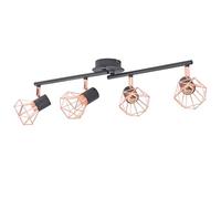 vidaXL Plafonnier avec 4 Projecteurs E14 Noir Cuivre Lampe de Plafond Lustre 244391