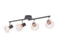 vidaXL Plafonnier avec 4 Projecteurs E14 Noir Cuivre Lampe de Plafond Lustre 244391