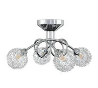 vidaXL Plafonnier avec Abat-jour en Maille Métallique pour 4 LED G9 Lustre Lampe Suspendue Eclairage Luminaire Salon Salle de Séjpur Intérieur