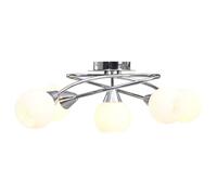 Plafonnier avec Abat-jour en Verre Lustre Lampe Suspendue Luminaire d'Intérieur Salon Chambre à Coucher 5 Ampoules E14 Blanc Bol