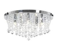 vidaXL Plafonnier avec perles de cristal Argentà Rond 4 ampoules G9