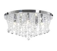 vidaXL Plafonnier avec perles de cristal ArgentÃƒ Rond 4 ampoules G9