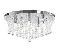 vidaXL Plafonnier avec perles de cristal ArgentÃƒ Rond 4 ampoules G9