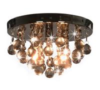 Vidaxl Plafonnier Avec Perles Fumées Noir Rond G9 Noir