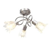 vidaXL Plafonnier et Abat-jour Lustre Lampe Suspendue Luminaire d'Intérieur Salon Chambre à Coucher Verre Transparent 3 Ampoules E14 Tulipe