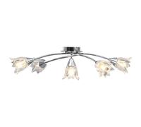 vidaXL Plafonnier et Abat-Jour Lustre Lampe Suspendue Luminaire d'Intérieur Salon Chambre à Coucher Verre Transparent 5 Ampoules E14 Tulipe