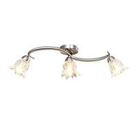 vidaXL Plafonnier et Abat-jour Lustre Lampe Suspendue Luminaire d'Intérieur Salon Chambre à Coucher Verre Transparent 3 Ampoules E14 Tulipe