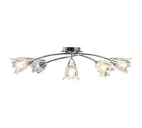 vidaXL Plafonnier et abat-jour verre transparent 5 ampoules E14 Tulipe