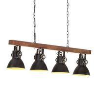 Vidaxl Plafonnier Industriel Noir E27 Bois De Manguier Noir