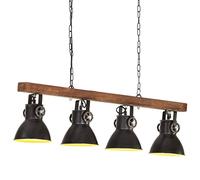 Vidaxl Plafonnier Industriel Noir E27 Bois De Manguier Noir