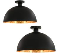 Vidaxl Plafonniers 2 Pcs Noir Et Doré Semi-Sphérique E27 Noir