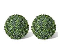 vidaXL Boules de buis artificielles Lot de 2 Ø35 cm Feuillage synthétique Vert, intérieur/extérieur