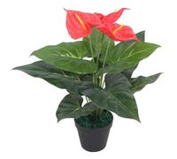 vidaXL Plante artificielle Anthurium 45 cm avec pot, rouge et jaune