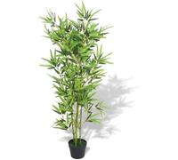 Plante Artificielle en Bambou avec Feuillage Résistant aux UV & Pot en Ciment 120 cm Verte Vert